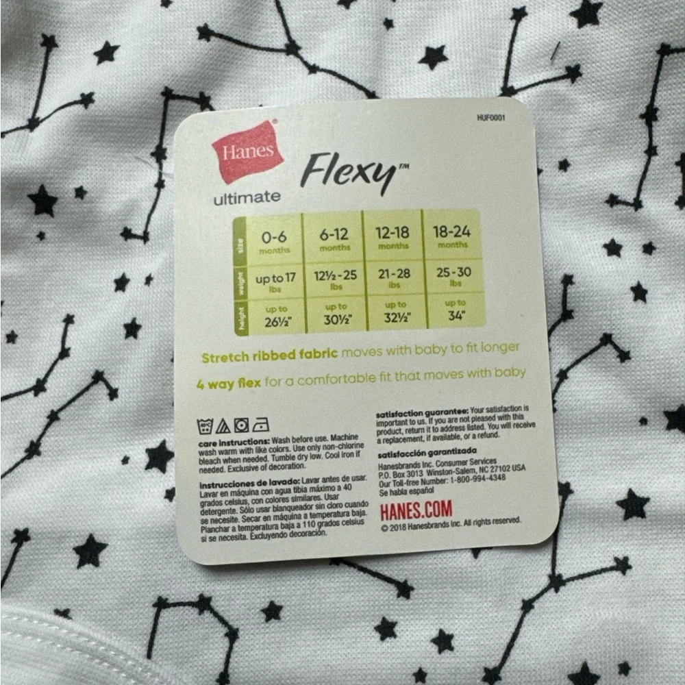 Hanes Black and White Constellation Bodysuit Set - 6-12 Mths
